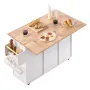 Kitchen Island Cart, with Solid Wood Top and Storage Cabinet, Mobile Rolling Table with Drop Leaf, Drawers, Spice Towel Rack, Po