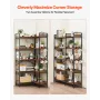 VEVOR 5 Tier Corner Bookshelf, Tall Corner Bookcase with 4 Hooks, L-Shaped Bookshelf Organizer with Metal Frame & Wooden Shelves
