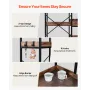 VEVOR 5 Tier Corner Bookshelf, Tall Corner Bookcase with 4 Hooks, L-Shaped Bookshelf Organizer with Metal Frame & Wooden Shelves
