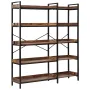 VEVOR 5 Tier Corner Bookshelf, Tall Corner Bookcase with 4 Hooks, L-Shaped Bookshelf Organizer with Metal Frame & Wooden Shelves