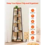 VEVOR 5 Tier Corner Shelf, Tall Corner Bookshelf Plant Rack, Wall Shelves Tower Storage Organizer with Metal Frame & Wooden Shel