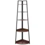 5 Tier Corner Shelf, Tall Corner Bookshelf Plant Rack, Wall Shelves Tower Storage Organizer with Metal Frame & Wooden Shelves, N