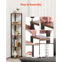 VEVOR 5 Tier Corner Shelf, Tall Corner Stand with LED Light, Wall Shelves Tower Storage Organizer with Metal Frame & Wooden Shel