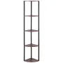 VEVOR 5 Tier Corner Shelf, Tall Corner Stand with LED Light, Wall Shelves Tower Storage Organizer with Metal Frame & Wooden Shel