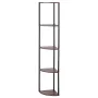 5 Tier Corner Shelf, Tall Corner Stand with LED Light, Wall Shelves Tower Storage Organizer with Metal Frame & Wooden Shelves, N