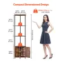 5 Tier Corner Shelf, Tall Corner Stand with LED Light and Doors, Wall Shelves Tower Storage Organizer, Metal Frame & Wooden Shel