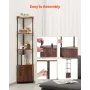 5 Tier Corner Shelf, Tall Corner Stand with LED Light and Doors, Wall Shelves Tower Storage Organizer, Metal Frame & Wooden Shel