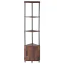5 Tier Corner Shelf, Tall Corner Stand with LED Light and Doors, Wall Shelves Tower Storage Organizer, Metal Frame & Wooden Shel