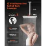 VEVOR Shower Faucet Set, Rainfall Bathroom Shower System with 12-Inch (30.5cm) Square Rain Shower Head and Handheld Spray, Ceili