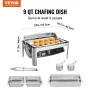Rektangel rulle top chafing skål med 9qt pan visuelt glas låg