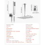 Shower Faucet Set, Rainfall Bathroom Shower System with 12-Inch (30.5cm) Square Rain Shower Head and Handheld Spray, Ceiling Mou