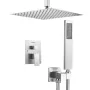 Shower Faucet Set, Rainfall Bathroom Shower System with 12-Inch (30.5cm) Square Rain Shower Head and Handheld Spray, Ceiling Mou