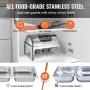 Rectangle Roll Top Chafing Dish with 8.5L Pan Visual Glass Lid Fuel Holder