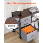 VEVOR Metal File Cabinet, Mobile Filing Cabinet with 3 Fabric Drawers and 2 Open Shelves, Wooden Vertical Filing Storage Cabinet