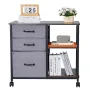 Metal File Cabinet, Mobile Filing Cabinet with 3 Fabric Drawers and 2 Open Shelves, Wooden Vertical Filing Storage Cabinets with
