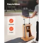 Podium Stand, 1100 mm Wooden Lectern, Portable Laptop Desk with Lockable Wheels, Wide Reading Surface and Open Storage Area, Adj