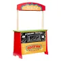 Wooden Puppet Theater with Curtains, 2-in-1 Reversible Play Store, Double-Sided Grocery Store Playset with Chalkboard & Cash Reg