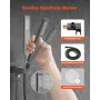 Shower Faucet Set, Rainfall Bathroom Shower System with 10-Inch (25.4cm) Square Rain Shower Head and Handheld Spray, Ceiling Mou