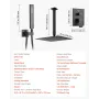 Shower Faucet Set, Rainfall Bathroom Shower System with 10-Inch (25.4cm) Square Rain Shower Head and Handheld Spray, Ceiling Mou