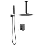Shower Faucet Set, Rainfall Bathroom Shower System with 10-Inch (25.4cm) Square Rain Shower Head and Handheld Spray, Ceiling Mou