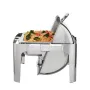 Rectangle Roll Top Chafing Dish with 8.5L Pan Visual Glass Lid Fuel Holder