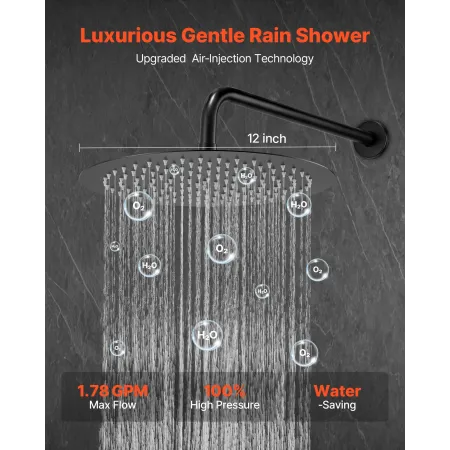 VEVOR Shower Faucet Set, Rainfall Bathroom Shower System with 12-Inch (30.5cm) Round Rain Shower Head and Handheld Spray, Wall M