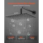 VEVOR Shower Faucet Set, Rainfall Bathroom Shower System with 10-Inch (25.4cm) Square Rain Shower Head and Handheld Spray, Wall 