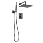 Shower Faucet Set, Rainfall Bathroom Shower System with 10-Inch (25.4cm) Square Rain Shower Head and Handheld Spray, Wall Mounte