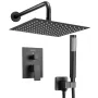 Shower Faucet Set, Rainfall Bathroom Shower System with 10-Inch (25.4cm) Square Rain Shower Head and Handheld Spray, Wall Mounte
