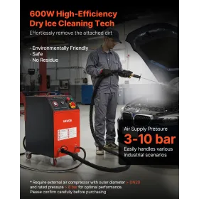 VEVOR Dry Ice Blasting Machine, 16.5LBS (7.5KG) Capacity Dry Ice Cleaning Machine with 4 Nozzles, Adjustable Pressure & Dry Ice 