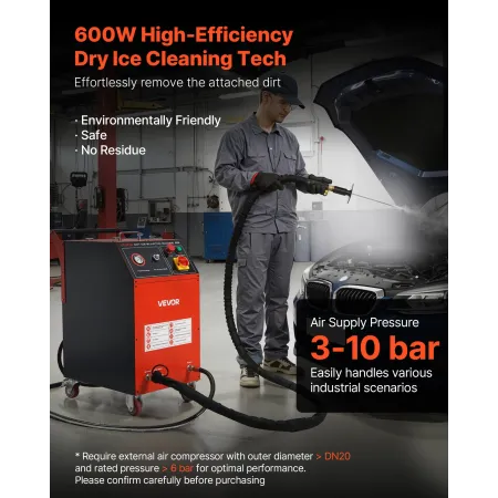 VEVOR Dry Ice Blasting Machine, 16.5LBS (7.5KG) Capacity Dry Ice Cleaning Machine with 4 Nozzles, Adjustable Pressure & Dry Ice 