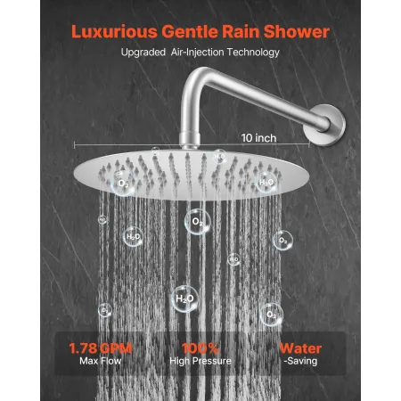 VEVOR Shower Faucet Set, Rainfall Bathroom Shower System with 10-Inch (25.4cm) Round Rain Shower Head and Handheld Spray, Wall M