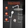 VEVOR Shower Faucet Set, Rainfall Bathroom Shower System with 10-Inch (25.4cm) Round Rain Shower Head and Handheld Spray, Wall M