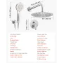 Shower Faucet Set, Rainfall Bathroom Shower System with 10-Inch (25.4cm) Round Rain Shower Head and Handheld Spray, Wall Mounted