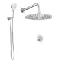 Shower Faucet Set, Rainfall Bathroom Shower System with 10-Inch (25.4cm) Round Rain Shower Head and Handheld Spray, Wall Mounted