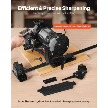 Pro Grind Sharpening System, Multi-Grind Sharpening Jig for 152mm & 203mm Bench Grinder - with Platform Jig, Tool Rest Bar, Setu