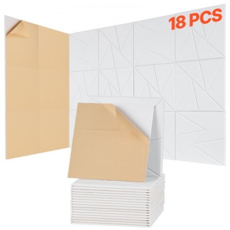 18 Pack Acoustic Wall Panels 11.8 x 11.8 x 0.4 inch Self-Adhesive White