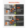 Diamond Core Drilling Machine, 200 mm Drilling Diameter, 2-in-1 Handheld & Stand-Mount Dry and Wet Concrete Core Drill Rig with 