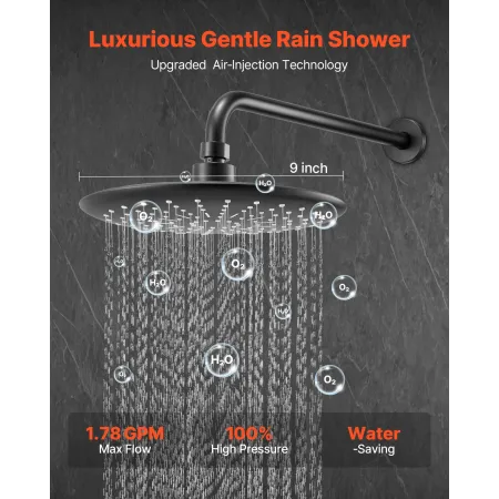 VEVOR Shower Faucet Set, Rainfall Bathroom Shower System with 9-Inch (23cm) Round Rain Shower Head and Handheld Spray, Wall Moun