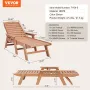VEVOR Chaise Lounge Chair, 181 kg Weight Capacity, 6 Positions Adjustable Patio Lounge Chair, Outdoor HDPE Lounge Chair with Bac