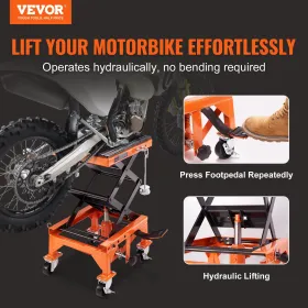 Hydraulic Motorcycle Lift Table 350 LBS Dirt Bike Scissor Jack Stand