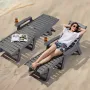 VEVOR Chaise Lounge Chair, 181 kg Weight Capacity, 6 Positions Adjustable Patio Lounge Chair, Outdoor HDPE Lounge Chair with Bac