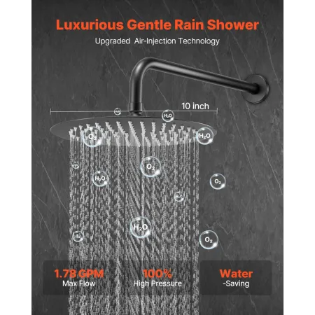 Shower Faucet Set, Rainfall Bathroom Shower System with 10-Inch (25.4cm) Round Rain Shower Head and Handheld Spray, Wall Mounted