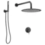 Shower Faucet Set, Rainfall Bathroom Shower System with 10-Inch (25.4cm) Round Rain Shower Head and Handheld Spray, Wall Mounted