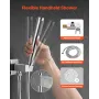 VEVOR Shower Faucet Set, Rainfall Bathroom Shower System with 10-Inch (25.4cm) Square Rain Shower Head and Handheld Spray, Wall 