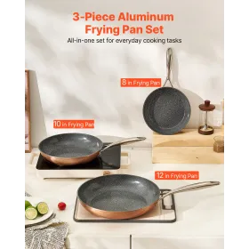 VEVOR stegepande, æggegryder af aluminium, 3 dele (200, 270, 300 mm), Nonsitck keramiske kraftige stegepander med varmeresi