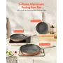 Frying Pan Skillet, Aluminum Egg Fry Pans, 3 Piece (200, 270, 300 mm), Nonsitck Ceramic Heavy-Duty Skillets with Heat-Resistant 