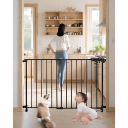 Baby Gate 29,5-43 tommer Justerbar bredde 28 tommer høj hundeport sort