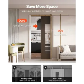 VEVOR Pocket Door Frame Kit, til 610-914 mm bred 2032 mm høj dør, Pocket Door Kit med to-vejs blød lukkemekanisme, glide glat