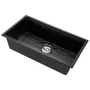 84 cm Kitchen Sink Workstation, Undermount Granite Sink, Drop-In Single Bowl Farmhouse Basin with Multiple Accessories, Househol